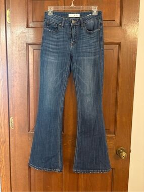 KanCanWomen’s Flare Jeans in Dark Blue